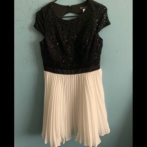 Black and white open back formal dress